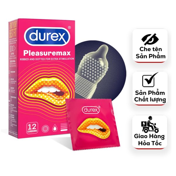 Bao Cao Su Gân Gai Durex Pleasuremax–Có Gân Gai Tăng Khoái Cảm, Cho Nàng Chạm Đỉnh-Hộp 12c-1