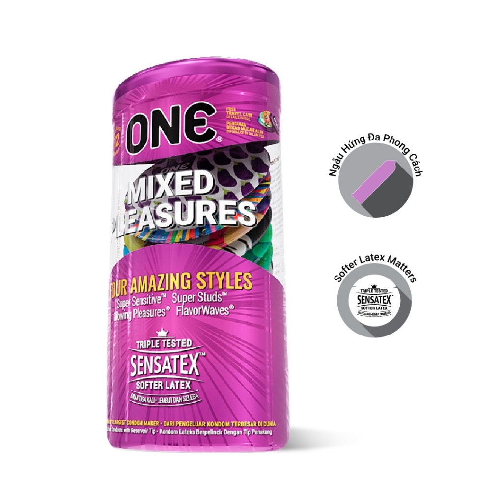Bao Cao Su ONE-One Mixed Pleasuares 4in1 size 53mm Hộp 12c-2