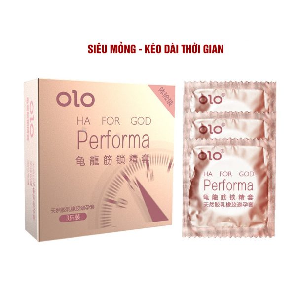 Bao Cao Su Olo HA Performa 0.01mm, Bcs Siêu Mỏng, Kéo dài thời gian, Size 52mm, Gel Bôi Trơn-2