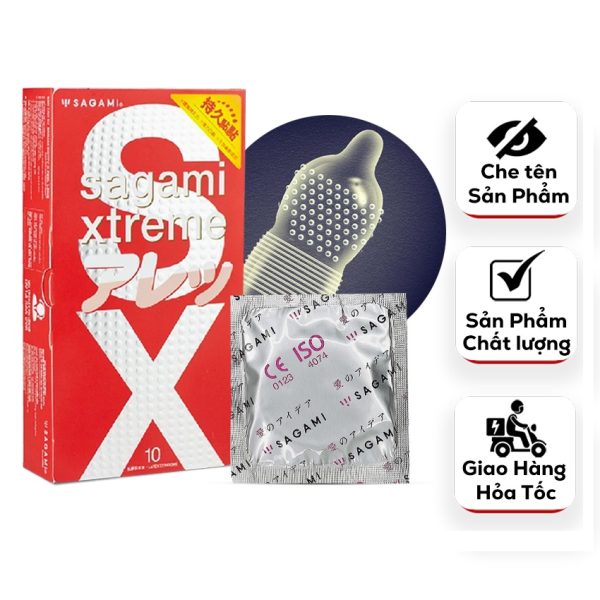 Bao Cao Su Sagami Xtreme Feel Long Gai kéo dài thời gian Hộp 10c-1