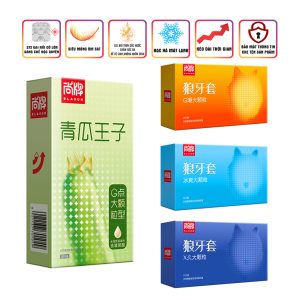 Bao cao su Elasun 372 gai nổi 4 phiên bản, siêu mỏng, Gel bôi trơn gốc nước chăm sóc da, hộp 10