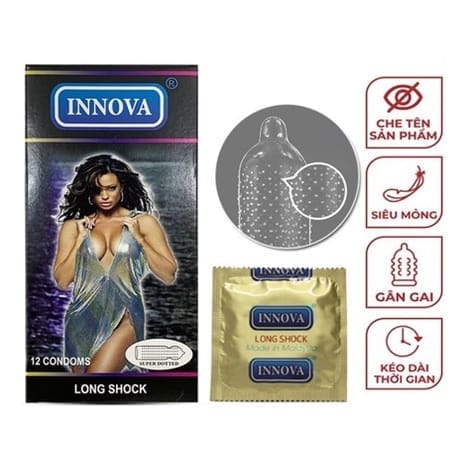 Bao cao su Innova Đen , Gai Lớn, Kéo Dài Thời Gian, hộp 12-1