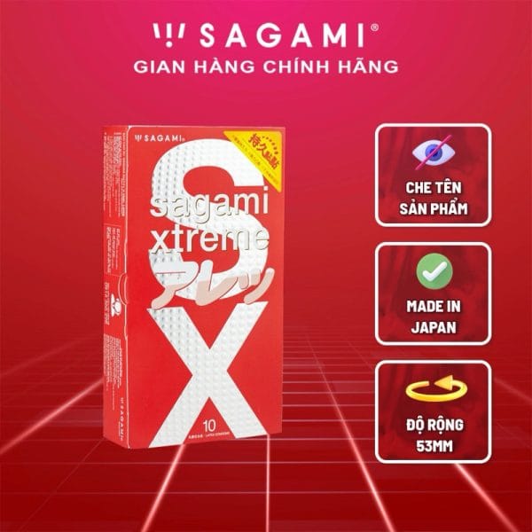Bao cao su Sagami Xtreme Feel Long có chấm bi nhỏ 52mm hộp 10 cái-3