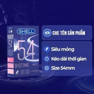 Bao cao su Shell Bigtime-Size 54mm, siêu mỏng, chống tuột, kéo dài thời gian-Hộp 10 cái SHELL