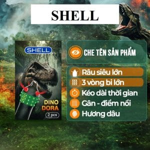 Bao cao su Shell Dino Dora-1 bao gai, 3 vòng bi+1 bao Shell Performax Hộp 2c