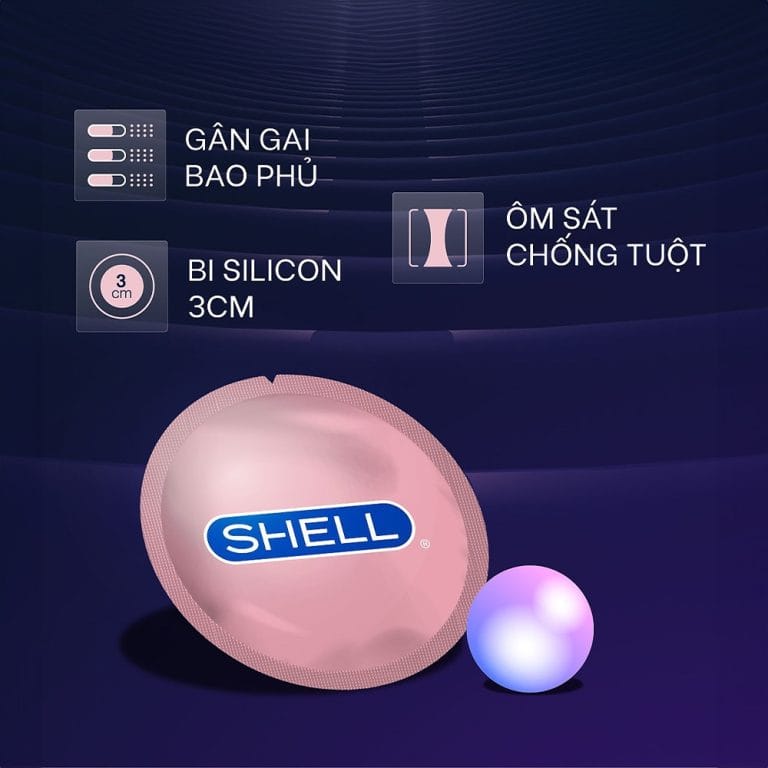 Bao cao su Shell Giant Entering gân nổi, bi tăng 3cm-Hộp 10 cái SHELL