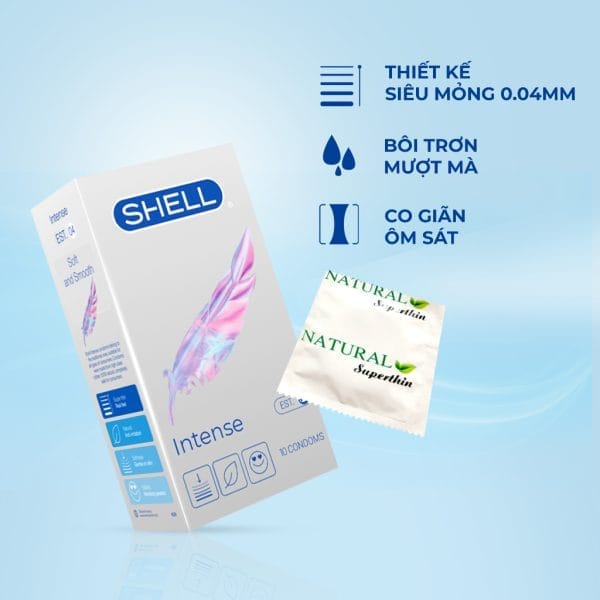 Bao cao su Shell Intense siêu mỏng 0.04mm-Hộp 10 cái SHELL-2