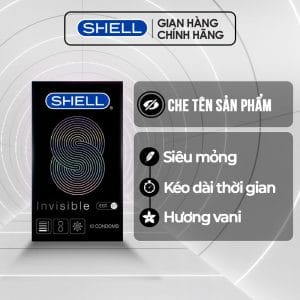 Bao cao su Shell Invisible siêu mỏng, chống tuột, kéo dài thời gian-Hộp 10c