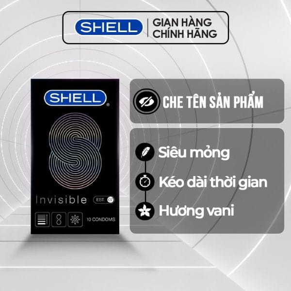 Bao cao su Shell Invisible siêu mỏng, chống tuột, kéo dài thời gian-Hộp 10c-1