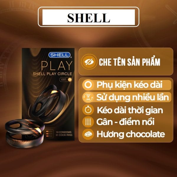Bao cao su Shell Play Circle-Tổng hợp 6 tính năng+phụ kiện-Hộp 10 c-1