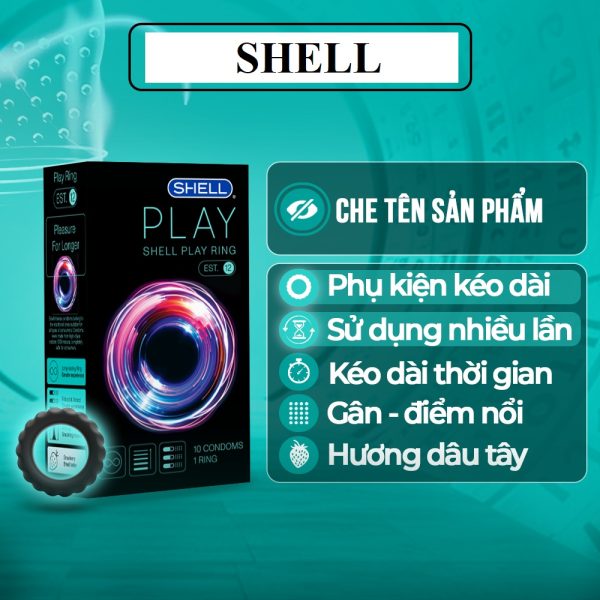 Bao cao su Shell Play-Tổng hợp 6 tính năng+phụ kiện-Hộp 10 cái SHELL-1