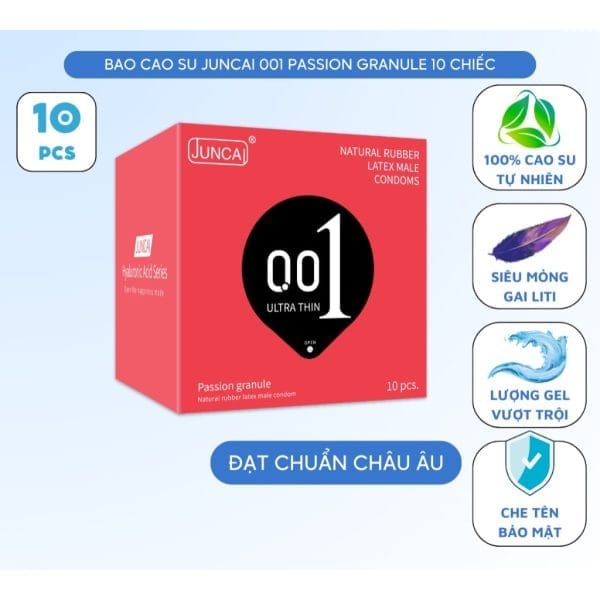 Bao cao su Siêu mỏng, Gai nhỏ Li ti tăng cảm giác, Nhiều gel bôi trơn JUNCAI 001 Passio Granule-1