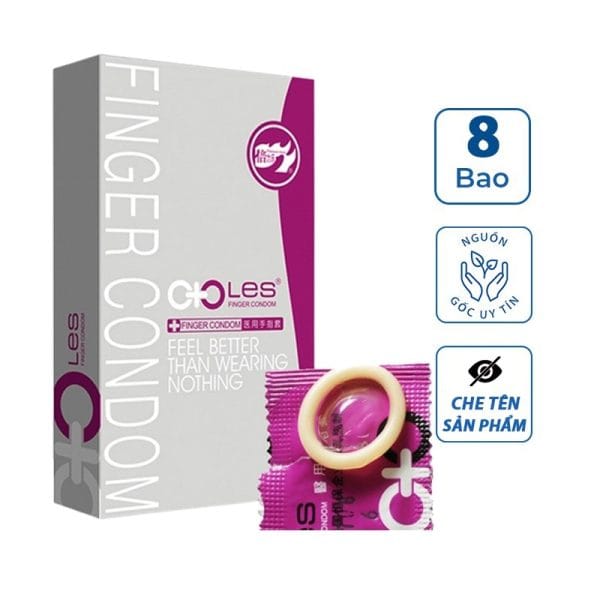 Bao cao su ngón tay LES Hồng, bao cao su tay ngón siêu mỏng, bcs ngón tay 1 hộp 8 cái-1