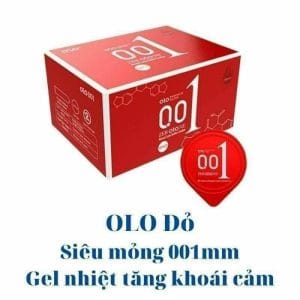 Bao cao su siêu mỏng 001 OLO đỏ siêu truyền nhiệt kéo dai thời gian nhiều chất bôi trơn hộp 10