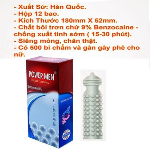 Bao cao su trị xuất tinh sớm PowerMen-gân-gai-kéo dài thời gian quan hệ ...