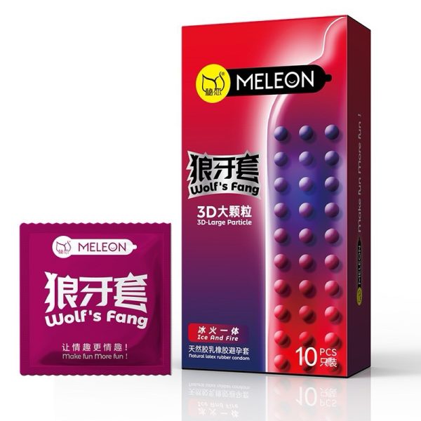 Bao cao su gai MELEON, nhiều gân gai và gel bôi trơn, siêu mỏng, hàng cao cấp, hộp 10-3