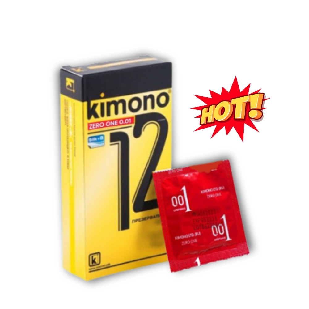 Bao cao su siêu mỏng Kimono màu vàng 0.02 mm không mùi cấp ẩm bôi trơn-hộp 12-1