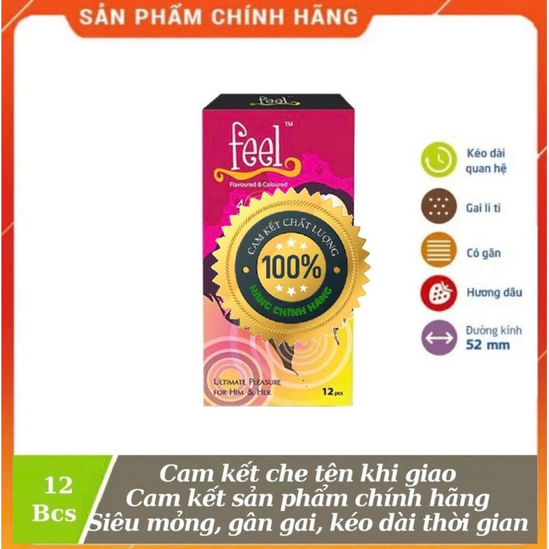 Bao Cao Su FEEL 4 IN 1 - Bi Gai Kéo Dài Thời Gian - Hộp 12 cái-1