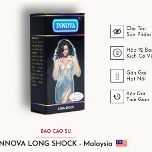 Bao cao su kéo dài thời gian INNOVA Long Shock Feel 4 In 1, hộp 12,gân gai đen
