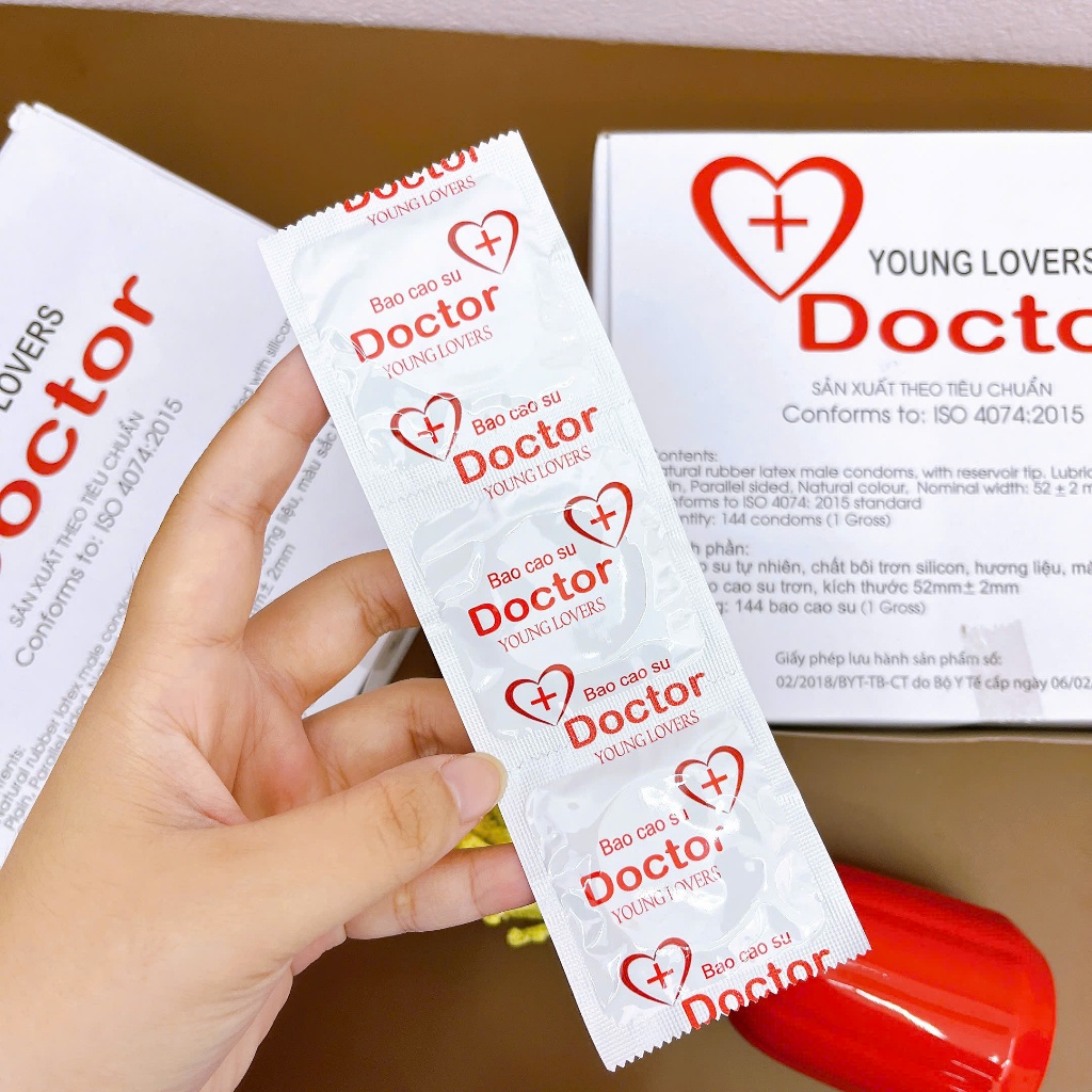 Bao cao su siêu mỏng YOUNG LOVERS DOCTOR, bao cao su kéo dài thời gian quan hệ, dùng cho gia đình, khách sạn, hộp 144c-3