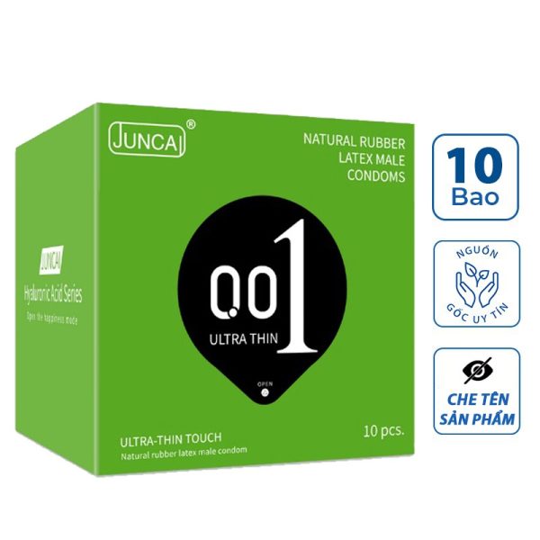 Bao cao su 001 JUNCAI Ultrathin Touch, bcs siêu mỏng 0.01mm nhiều gel bôi trơn kéo dài quan hệ-1