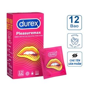 Bao cao su Durex PleasureMax 56mm NEW, bcs durex gân gai nổi siêu mỏng kéo dài thời gian
