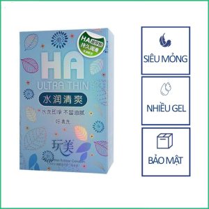 Bao cao su HA Ultra Thin siêu mỏng 0.02mm nhiều gel nội địa Trung hộp 100 bao