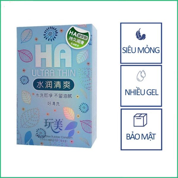 Bao cao su HA Ultra Thin siêu mỏng 0.02mm nhiều gel nội địa Trung hộp 100 bao-1
