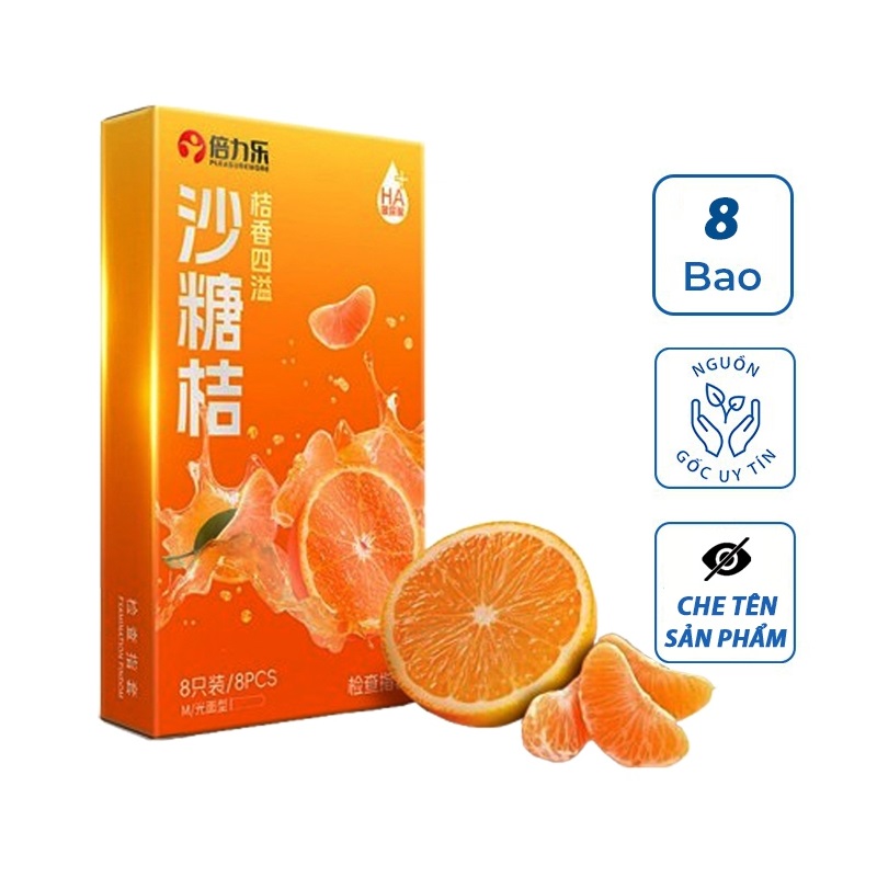 Bao cao su ngón tay HBM hương cam tươi mát, bao ngón tay cao su siêu mỏng, bcs ngón tay 1 hộp 8 cái-1