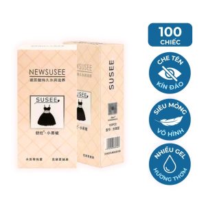Bao cao su váy đen New Susee nhiều gel bôi trơn siêu mỏng nhiều nước, nội địa Trung-Hộp 100 bao 50mm