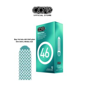 Bao Cao Su Kéo Dài Thời Gian CARE 46 Bcs Có Gai Hương Bạc Hà, Siêu Mỏng, Nhiều Gel-Hộp 12