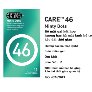 Bao cao su gai CARE 46 bcs có gai siêu mỏng Kéo Dài Thời Gian, tăng cường gel bôi trơn hộp 12