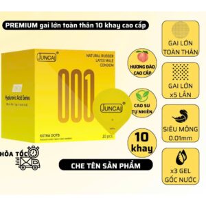 Bao cao su gai siêu TO Juncai Extra Dot, gân gai 3D, kéo dài, siêu mỏng,nhiều gel