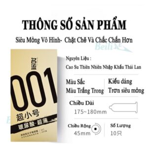 Bao cao su size nhỏ 45mm SMALL 001, bcs size nhỏ siêu mỏng kéo dài