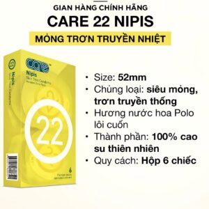 Bao cao su CARE 22 hương nước hoa cao cấp, siêu mỏng, nhiều gel bôi trơn kéo dài