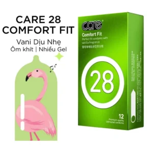 Bao cao su CARE 28 hương vani, siêu mỏng truyền thống, nhiều gel, hộp 12
