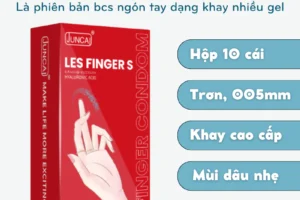 Bao cao su ngón tay Juncai LES FINGER S hương dâu dịu nhẹ hộp 10 cái siêu mỏng nhiều gel