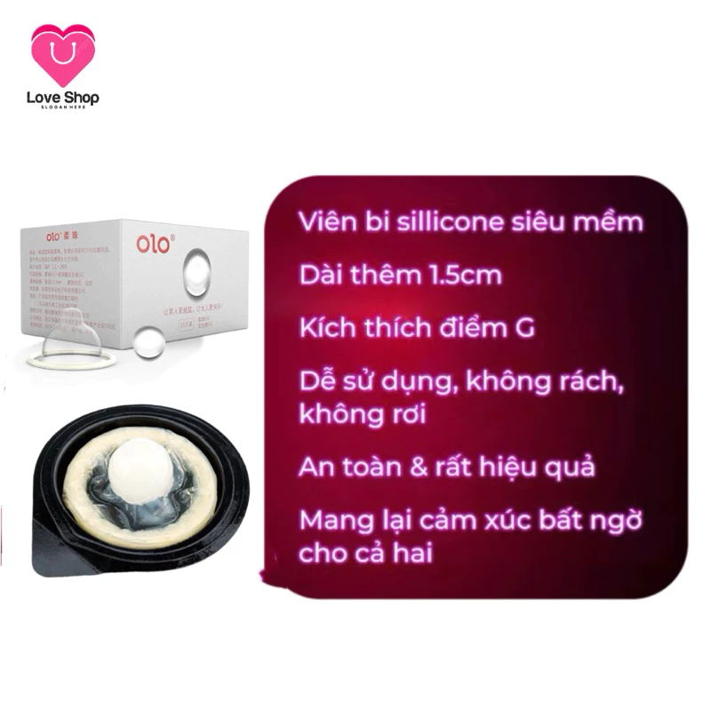 Bao Cao Su OLO Hạt Silicon Mềm- Siêu Kích Thích Điểm G- Hộp 5 bao 5 bi-3