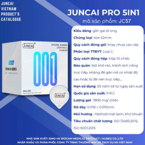 Bao Cao Su Juncai Pro 5in1 – Siêu Mỏng, Gân Gai, Kéo Dài, Gel Nhiều – Hộp 10