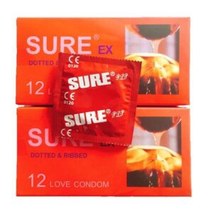 Bao Cao Su SURE Đỏ Siêu Mỏng Gân Gai – Kéo Dài Thời Gian, Tăng Khoái Cảm
