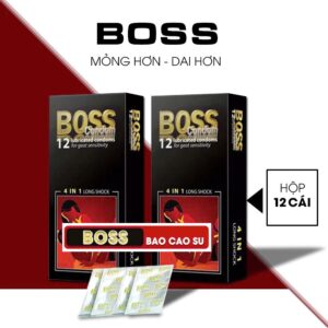 Bao cao su Boss 4 in 1, gân gai, siêu mỏng, kéo dài thời gian, hộp 12