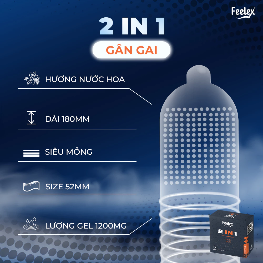 Bao Cao Su Feelex 5 Trong 1 – Siêu Mỏng, Hương Nước Hoa, Combo 15 Bao