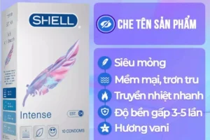 Bao Cao Su Shell Intense Siêu Mỏng 0.04mm – Ôm Sát, Hương Vani Dịu Nhẹ, Hộp 10 Cái