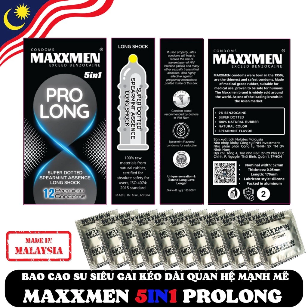 Bao cao su gân gai MAXXMEN PROLONG siêu mỏng, chống xuất tinh sớm kéo dài thời gian quan hệ-3