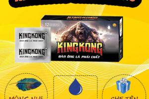 Bao Cao Su Kingkong Kéo Dài Thời Gian, Siêu Mỏng, Gân Gai, Nhiều Gel Bôi Trơn – Hộp 12 Cái