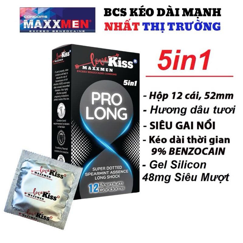 Bao cao su MAXXMEN LoveKiss siêu gai 5in1 – Hộp 12 cái – Kéo dài (4)