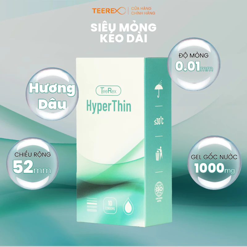 Bao Cao Su TeeRex Hyperthin Siêu Mỏng, Kéo Dài Thời Gian Quan Hệ Size 52mm-3