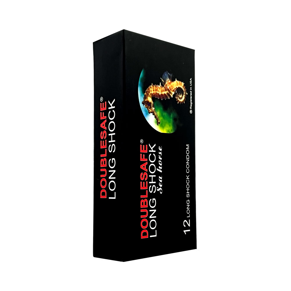 Bao Cao Su Cá Ngựa DoubleSafe Long Shock 12 Chiếc-Kéo Dài, Lâu Ra