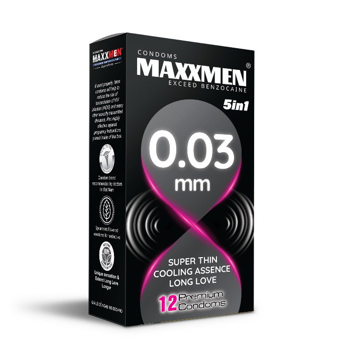 Bao Cao Su MAXXMEN 49mm 0.03 5in1 Siêu Mỏng – Size Nhỏ, Kéo Dài Thời Gian (1)