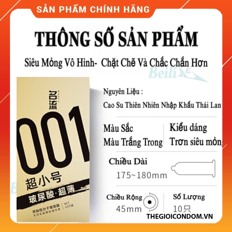 Bao Cao Su 001 Size Nhỏ 45mm Siêu Mỏng 0.04mm Chính Hãng (3)